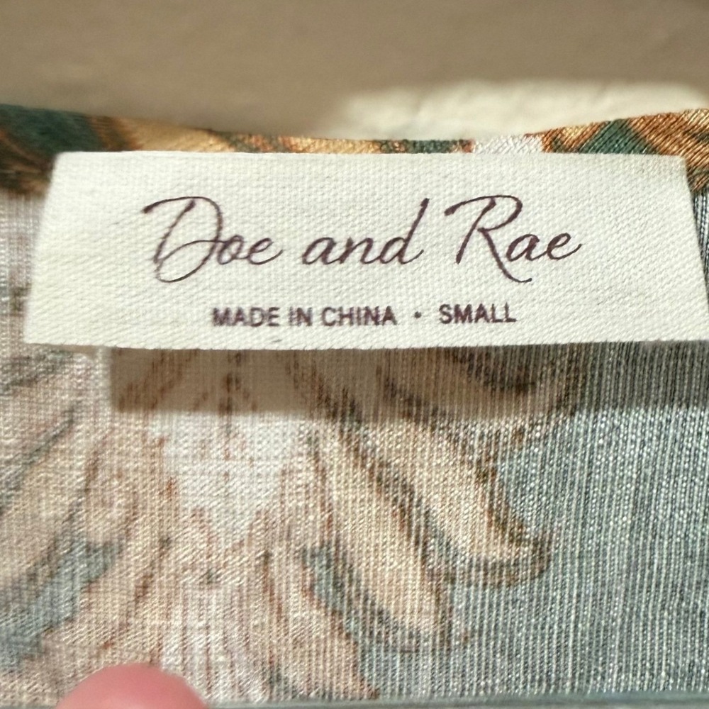 Doe and Rae Green Floral Tiered Maxi Dress Smocked Waist Pockets Small Boho - Picture 3 of 8